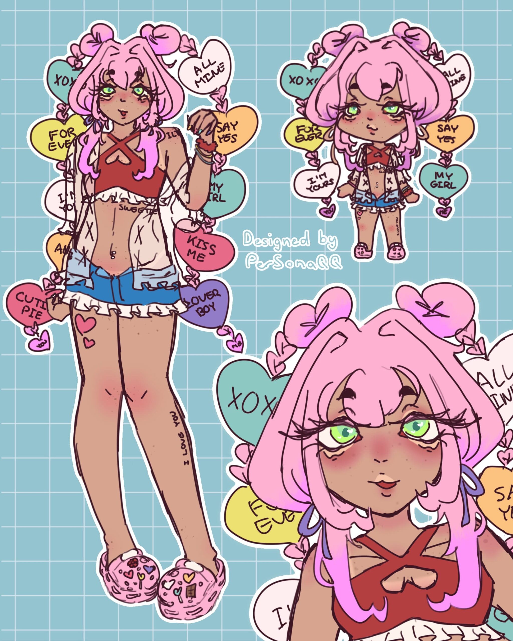 Character adoptable design based on Sweethearts candy - SOLD